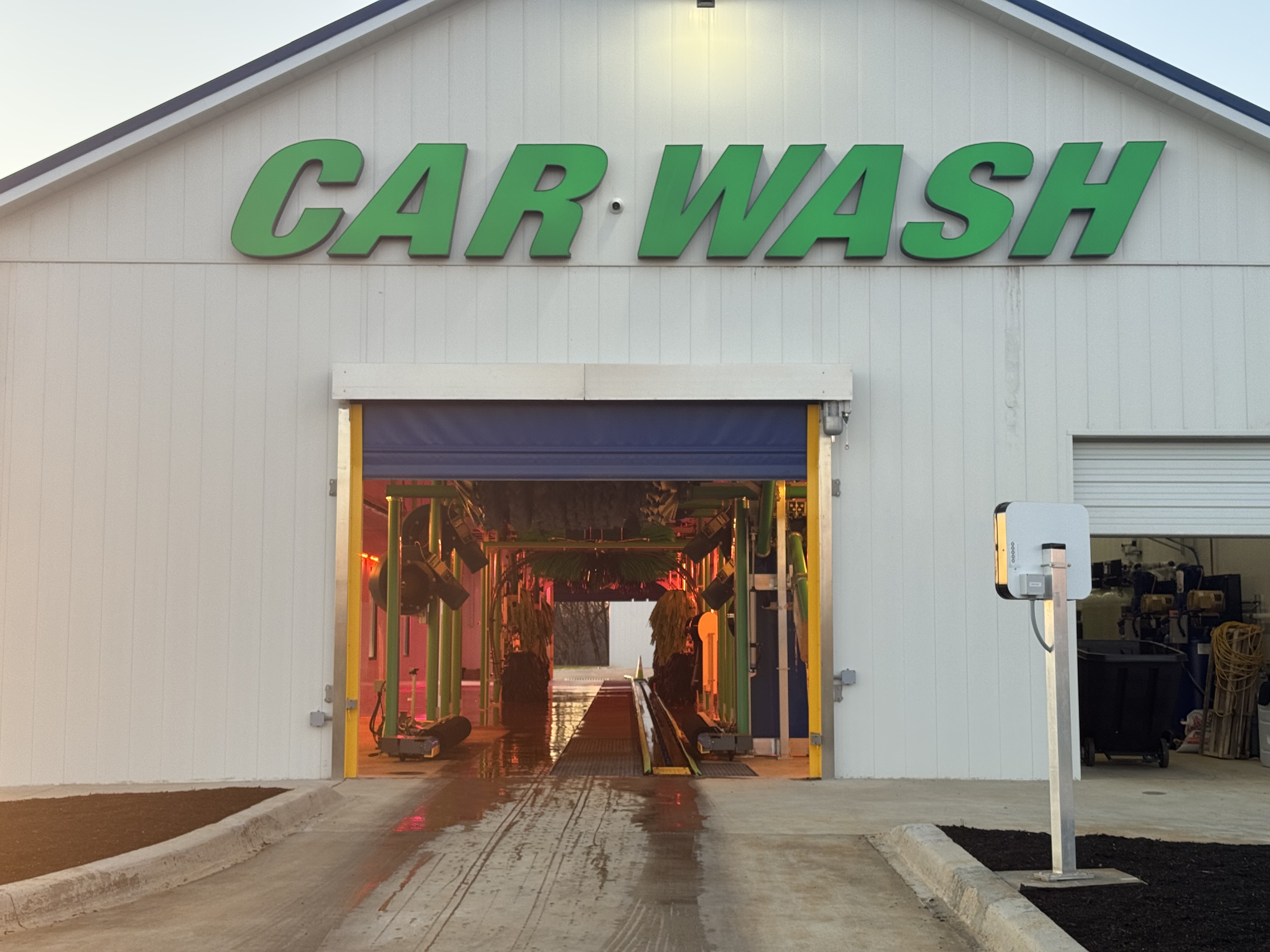 Close-up of the tunnel entrance at Jungle Jim's Express Car Wash in Bardstown, KY